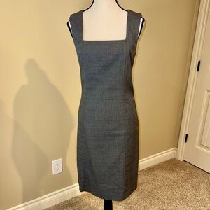 Reitmans Dress Gray Plaid Sheath Midi Square Neck Sleeveless Women’s Size 9
